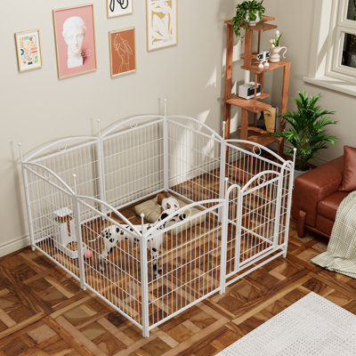 Spacieux parc pour chien à 8 panneaux en métal de 32 pouces, idéal pour une utilisation intérieure et extérieure avec un assemblage facile et une conception durable