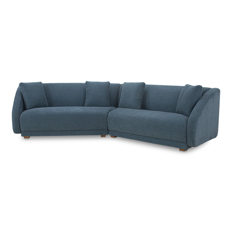 Rae 2 Piece Modular Sofa, Blue Polyester