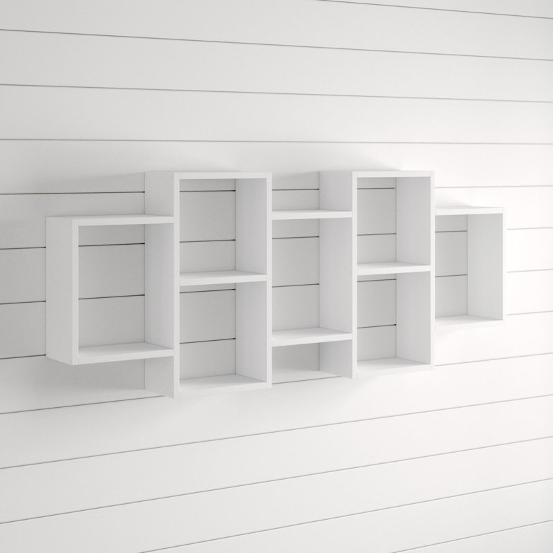 Wallaston 7 Piece Cube Shelf with Hooks, White