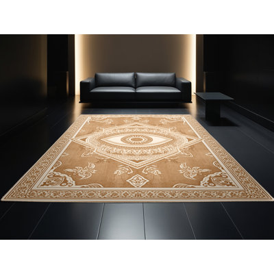 Tapis oriental classique brun / beige lavable à la machine Bartow