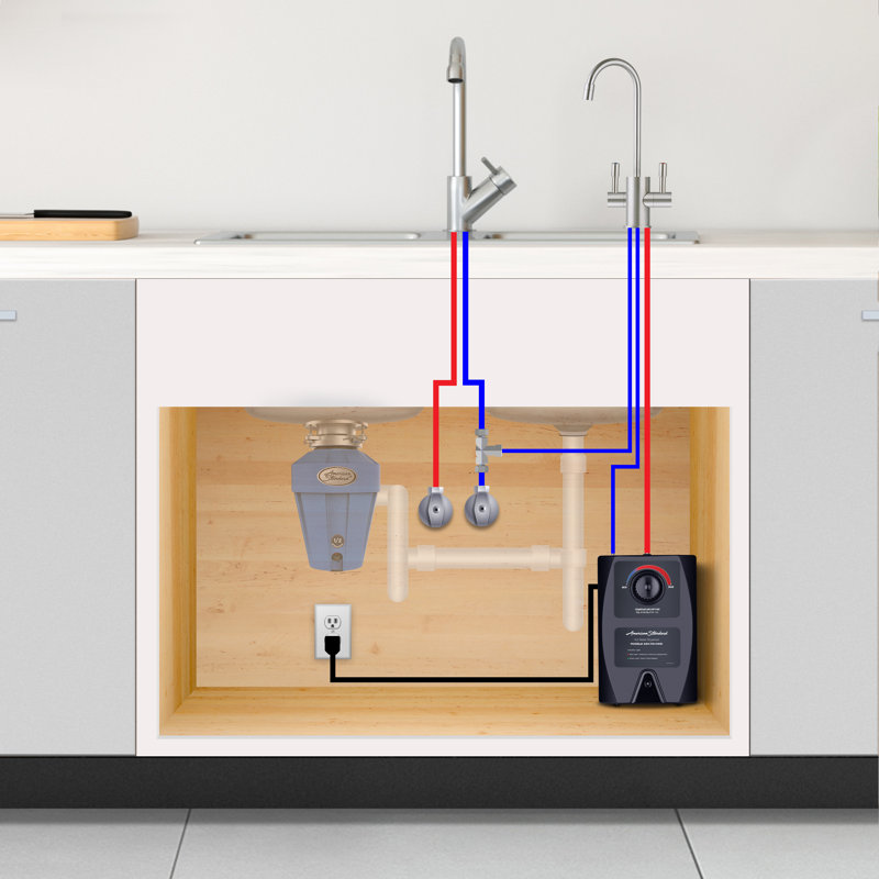 Système de distribution d'eau chaude American Standard ASH110, robinet à poignée simple et réservoir inclus, Chrome poli
