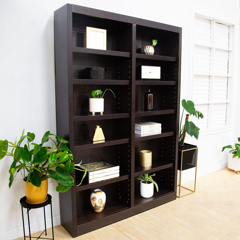 Lanford Double Wide Wood Bookcase, 12 Bookshelf, 84 inch Tall Storage and Display Bookshelf for Home Office and Living Room