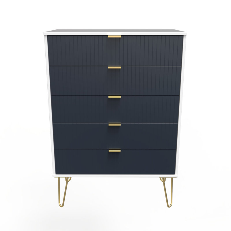 Beranda 77 cm W Chest of 5 Drawers, Indigo Matt/White
