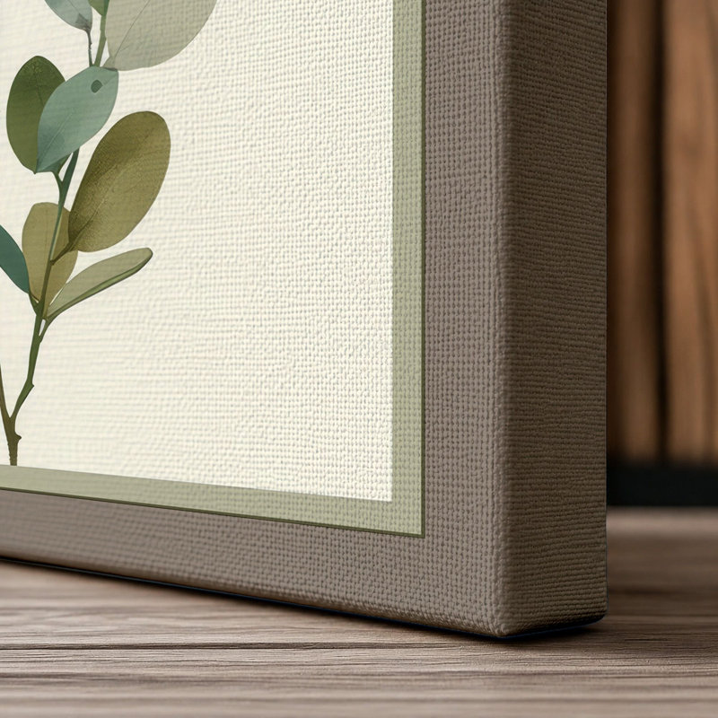 Study in Sage Botanical - Wrapped Canvas, 18x12 - 45.7 x 30.5 cm, Taupe Border