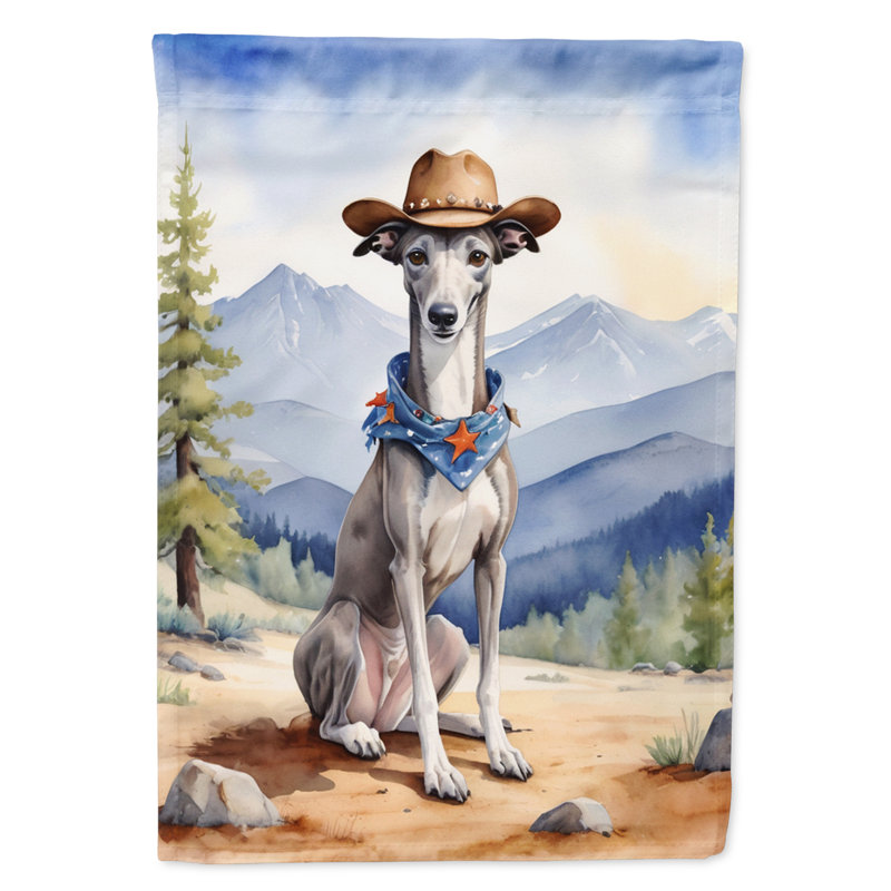 Drapeau Cowboy Welcome Garden, Lévrier bleu