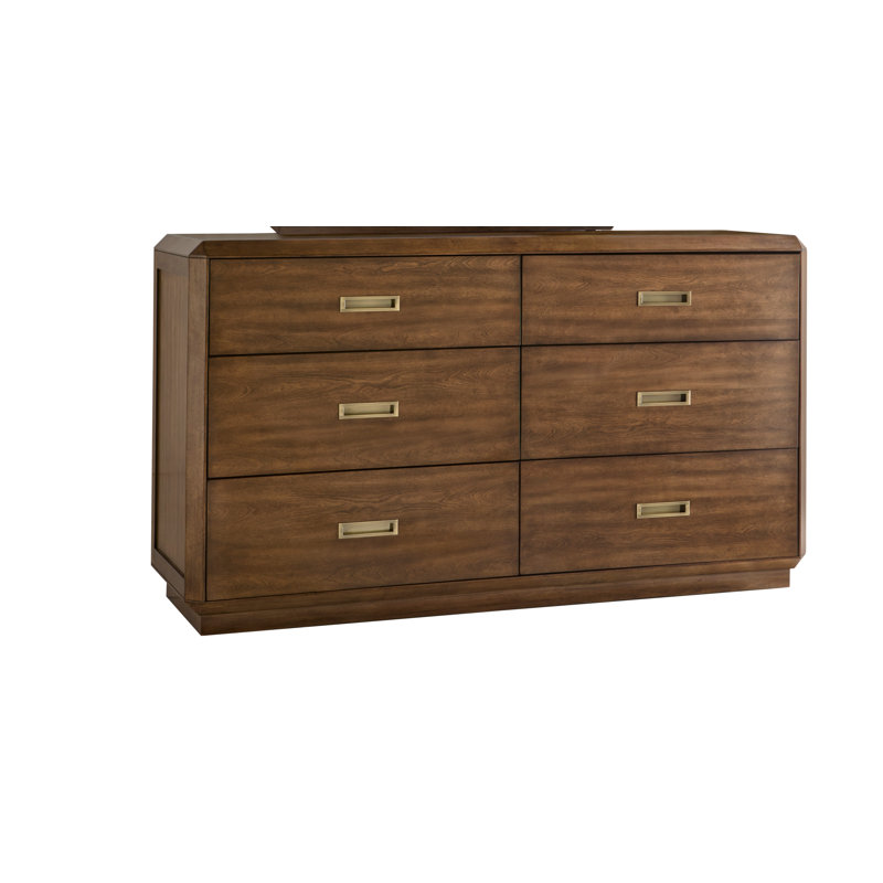 Commode double en bois massif à 6 tiroirs 64 po Amott