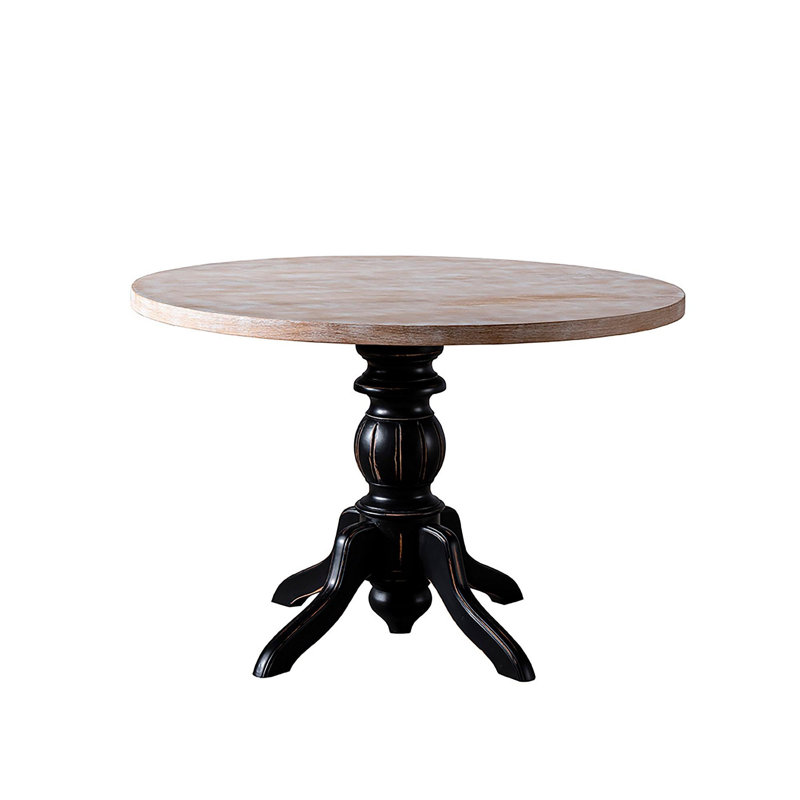 Ferro Beech Round Dining Table, Brown, 115cm H x 75cm L x 115cm W, Black