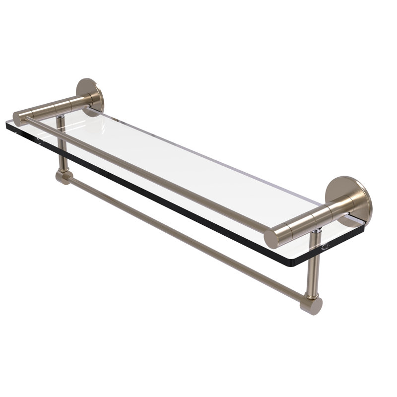 Ballenas Bracket Shelf with Towel Bar, Antique Pewter, 5'' H X 16'' W X 5.5'' D