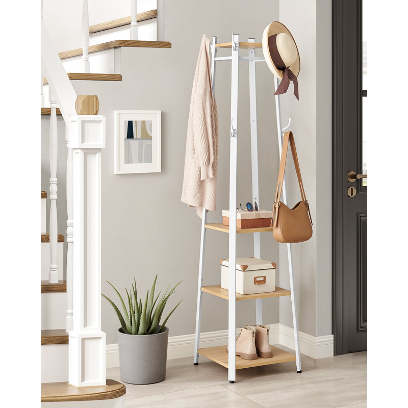 Garzon Steel Freestanding Coat Rack, White