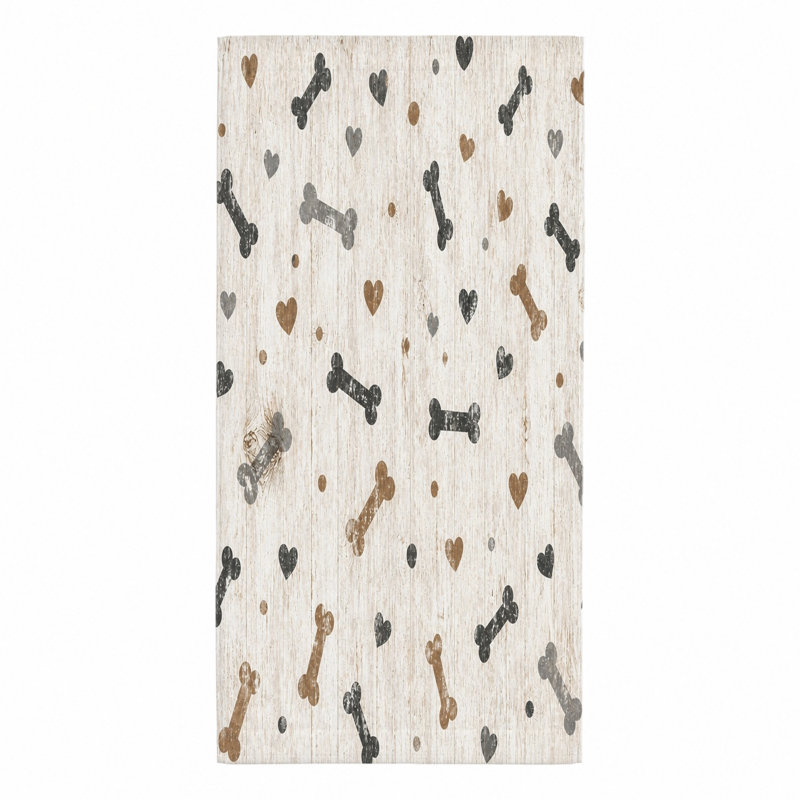 Serviette 1 pièce à motif os et cœur de chien, avec des impressions ludiques sur un fond en bois vieilli. Grande microfibre absorbante, idéale pour la plage, la piscine, la salle de sport, les voyages et les amoureux des animaux.