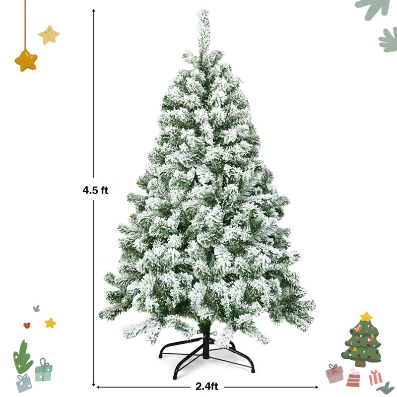 Arbre de Noël artificiel pin floqué, H 4,5 pi