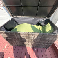 YITAHOME Yita 230 Gallons Gallon Water Resistant Wicker Deck Box Color: Gray FWPB0004000GZ