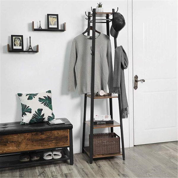 Rustic Wall Mounted Coat Rack Shelf - Wooden Country Style 24 inch Entryway Shelf with 5 Rustic Hooks - Solid Pine Wood. Perfect Touch for Your