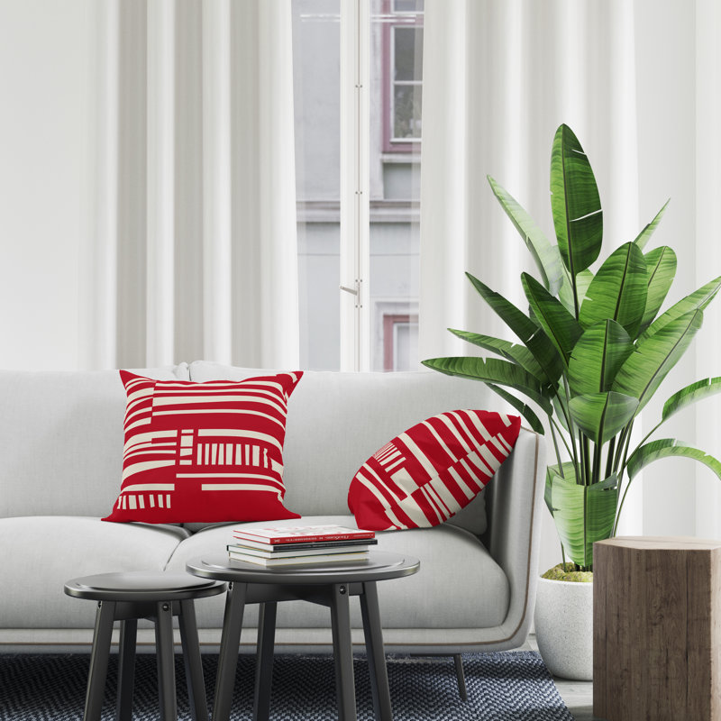 Housse et insert de coussin décoratif en polyester, L 15 po x H 15 po, Rouge