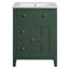 Meuble-lavabo autoportant moderne 24 po avec lavabo en céramique, 2 tiroirs et porte à fermeture en douceur-807743287