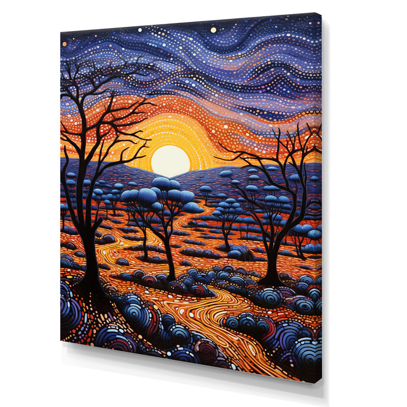 «Native Ancestral Sunrise Landscape» sur toile, Toile tendue, H 32 po x l 16 po x P 1 po