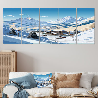 Alpine Mountains Solitude Winter Glow IV - Mountains Winter 5 Piece Wall Art Set