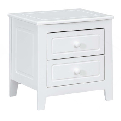 Mid-Century 2-Drawer Nightstand With Spacious Storage For Bedroom Organization And Convenience