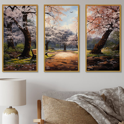 «Pink Springtime Park Floral Canopy II», art mural sur toile