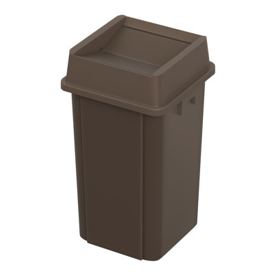 19 Gallon Brown Square Plastic Trash Can with Drop Shot Lid and Venting Channels