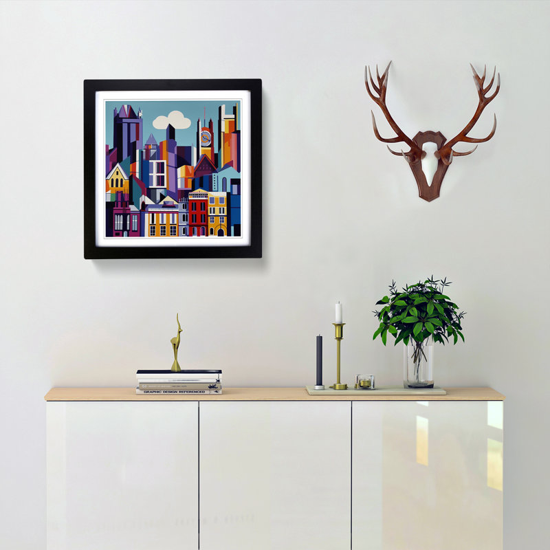 City of Manchester Cubism - Framed Print, Black