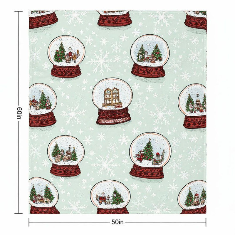 1Pc Mint Green Christmas Snow Globe Flanel Doudou Cozy Christmas Scenes, L 60 po x l 50 po