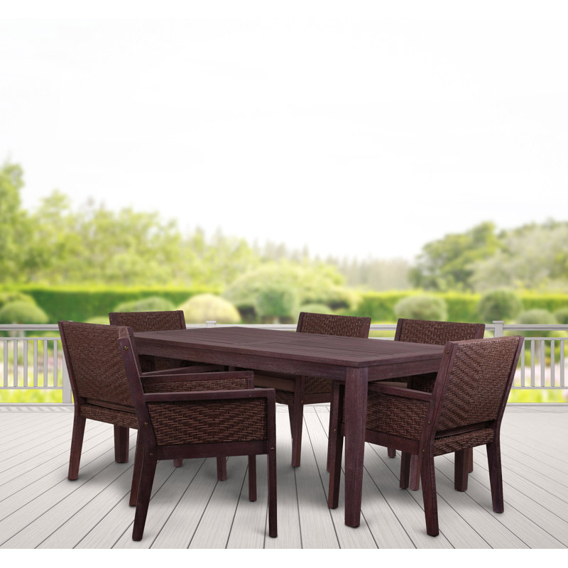 Perren 6 - Person Wicker Patio Dining Set with Rectangular Table , Cushions Included