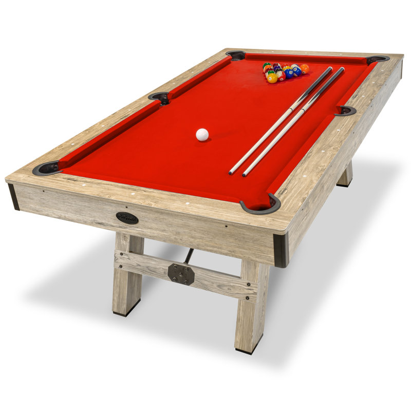 Table de billard GoSports 7 pi avec finition en bois rustique - Table de billard moderne - Accessoires inclus, Brun, Rouge