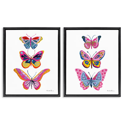  «Bright Flutter Butterflies», ensemble de 2 toiles flottantes encadrées par Farida Zaman