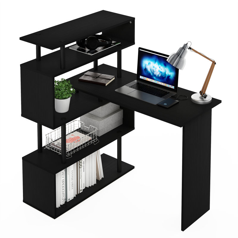 Kasota L-Shaped Computer Desk, Black/Black