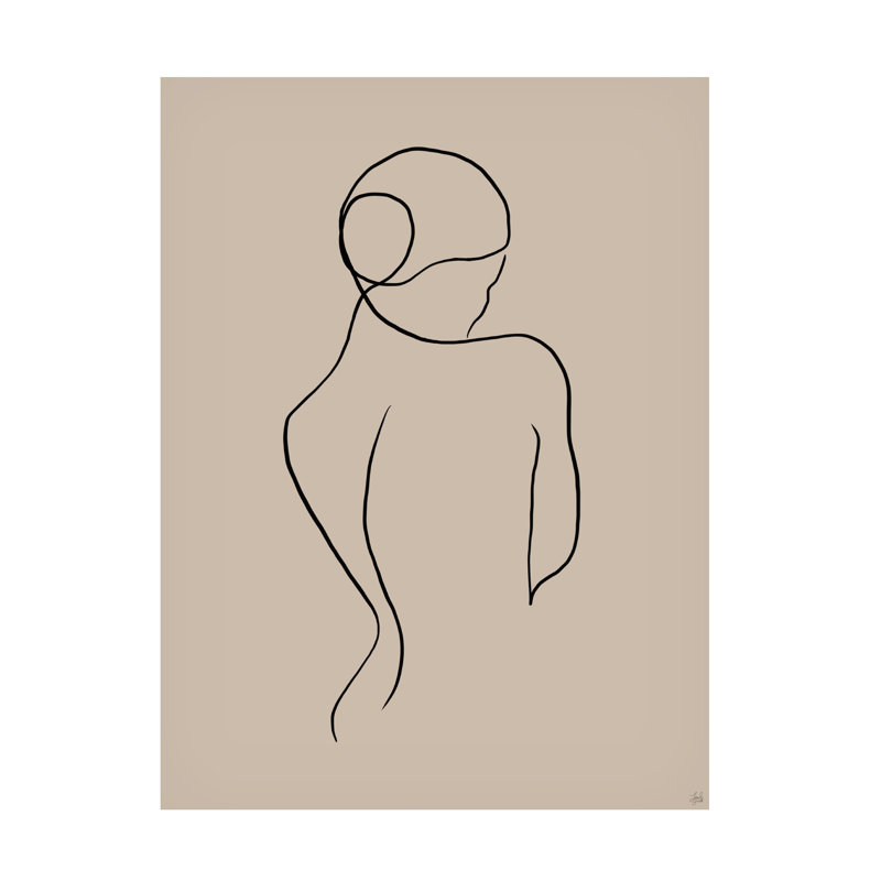 Figurative Female Form Quietly On Canvas Drawing Print, H 19 po x l 14 po x P 2 po