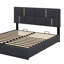 Grand lit plateforme tapissier avec système de rangement hydraulique-737474058