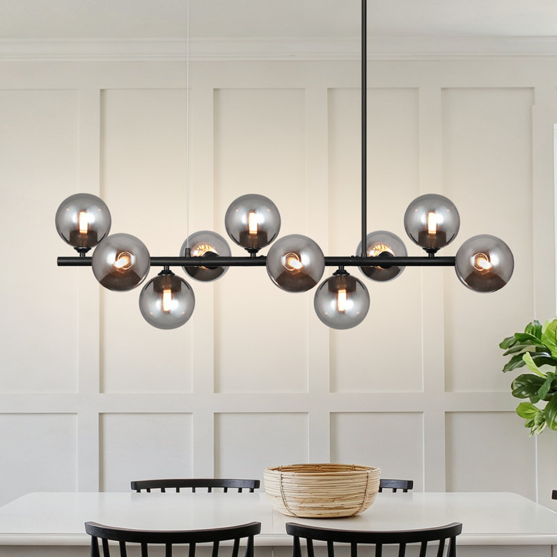 Lustre à 10 lumières de style lustre linéaire moderne pour salle à manger
