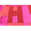 Tapis de la zone en laine rouge/rose 4 pi 6 po x 6 pi en laine one-of-kind à la main noué la new age Mirfield