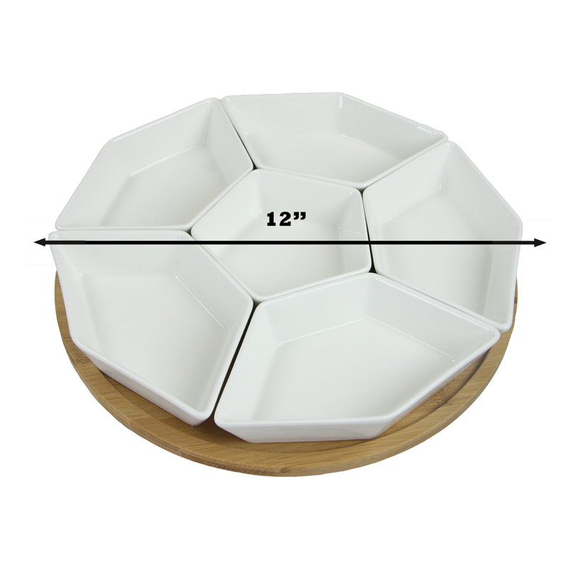 Ensemble de service à apéritif et à condiments 7 pièces Dazlynn Lazy Susan