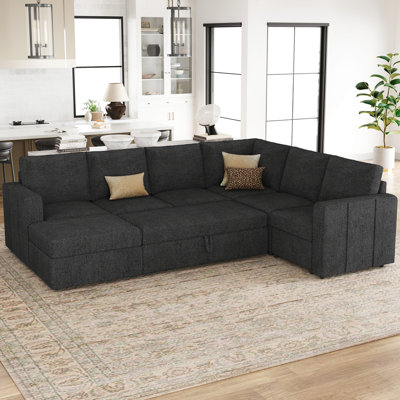 Seybert Pull-Out Sofa Bed Sectional With Storage Ottoman