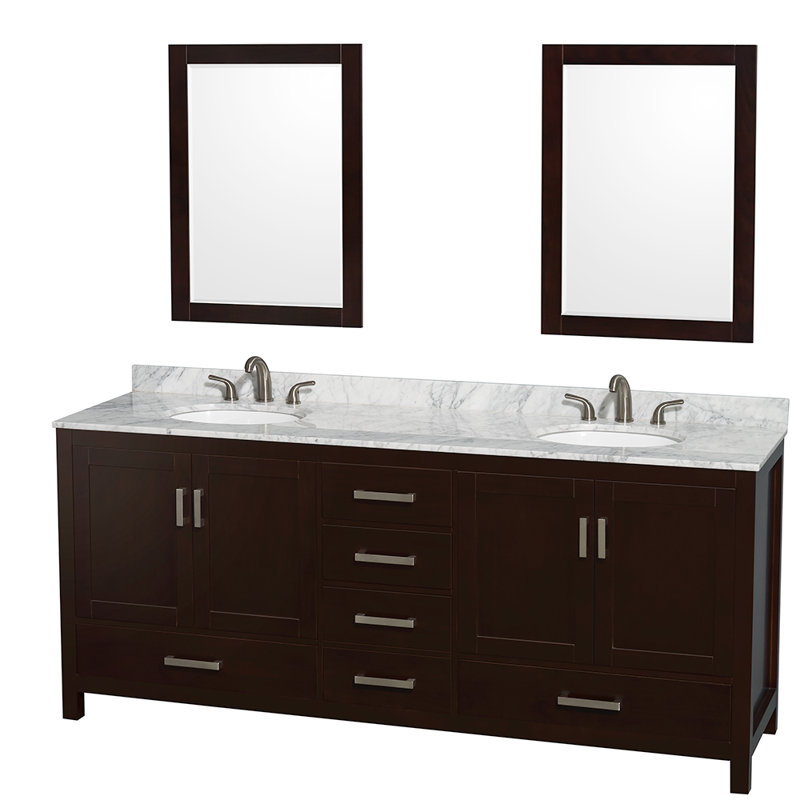 Sheffield 79" Double Bathroom Vanity Base Only, Espresso