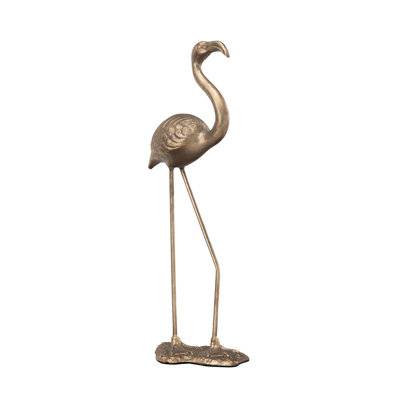 Large Coco Gold Metal Flamingo Statue