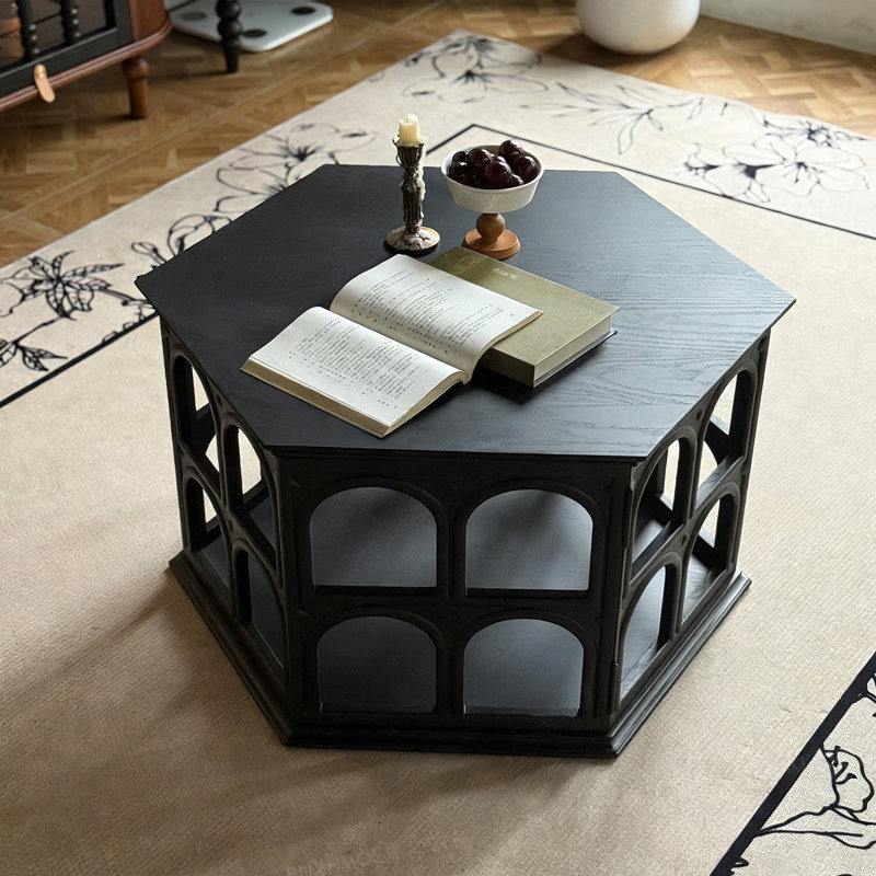 Table basse hexagonale de style français rétro, Noir