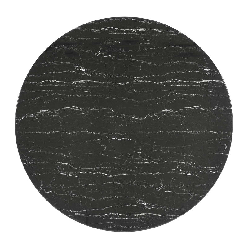 54" Round Black Marble Mid-century Modern Dining Table