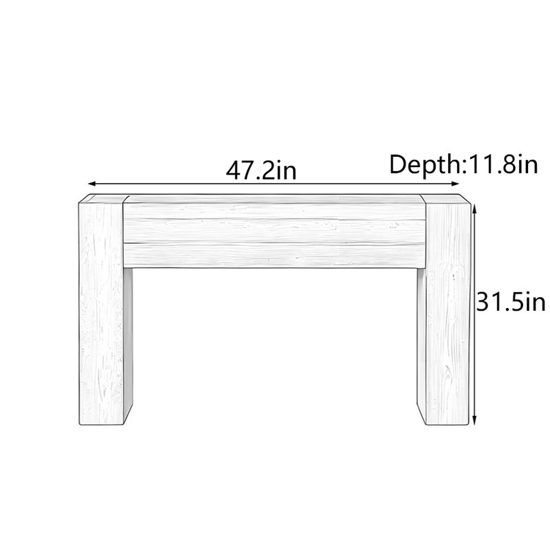 Console Wabi-Sabi, H 31,5 po x l 47,2 po x P 11,8 po, Noir