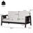 4-Piece Outdoor Loveseat Conversation Set, Dark Grey Finished Acacia Wood Frame, Black Textilene Furniture with Water-Resistant White Cushions for Patio and Deck