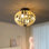 18" Bohemian Wood Beaded Ceiling Fan With Light, Flush Mount Caged Ceiling Fan, Rustic Farmhouse Low Profile Fan Light Fixture For Indoor Home Decor (Silent/6-Speed/Reversible/Dc Motor) (No Bulbs)