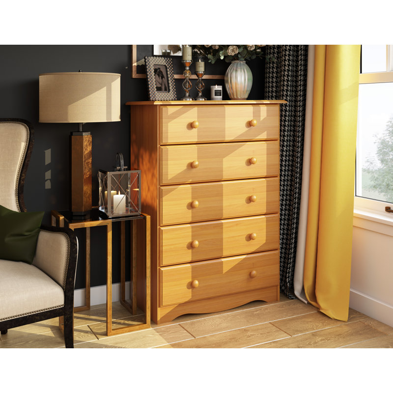 Commode 5 tiroirs Gallashaw, Pin miel