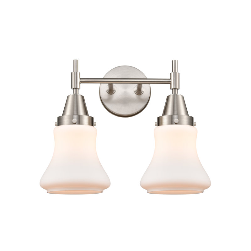Éclairage pour meuble-lavabo à 2 lumières à intensité variable Gayle, Blanc mat, Nickel satiné