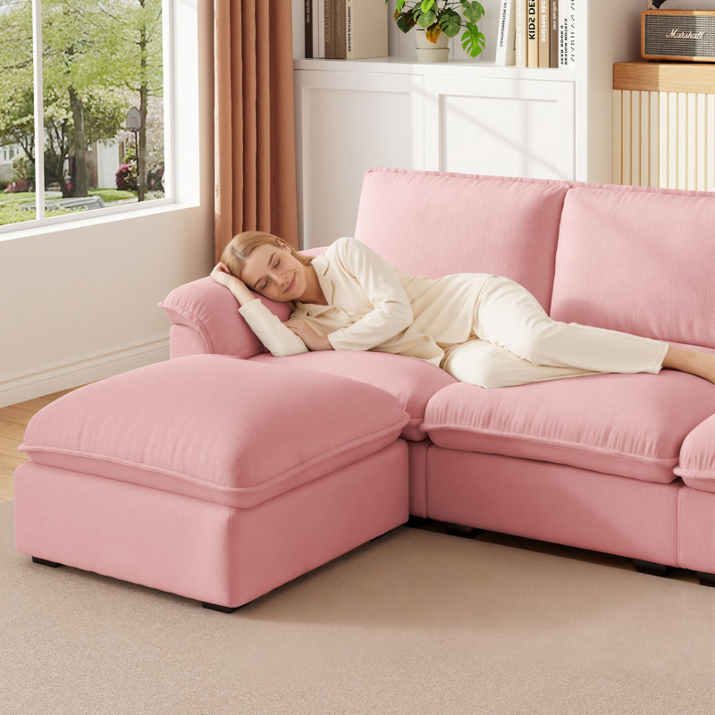 Canapé modulaire en chenille peu encombrant, design moderne rose pour la maison