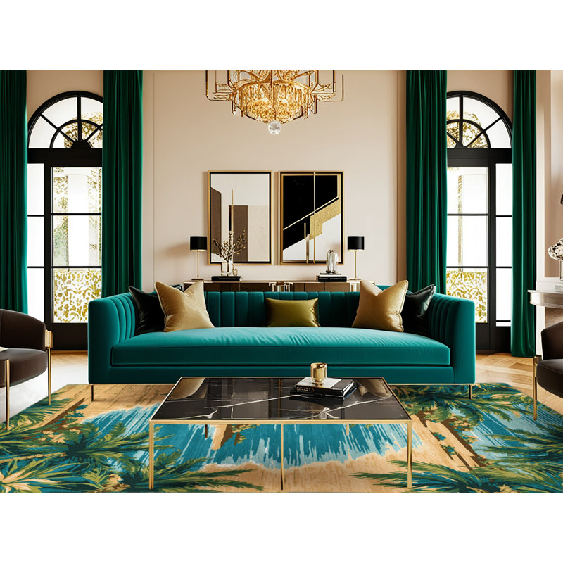  Tapis côtier à motif d'îles lavables, Rectangle de 5 pi x 8 pi
