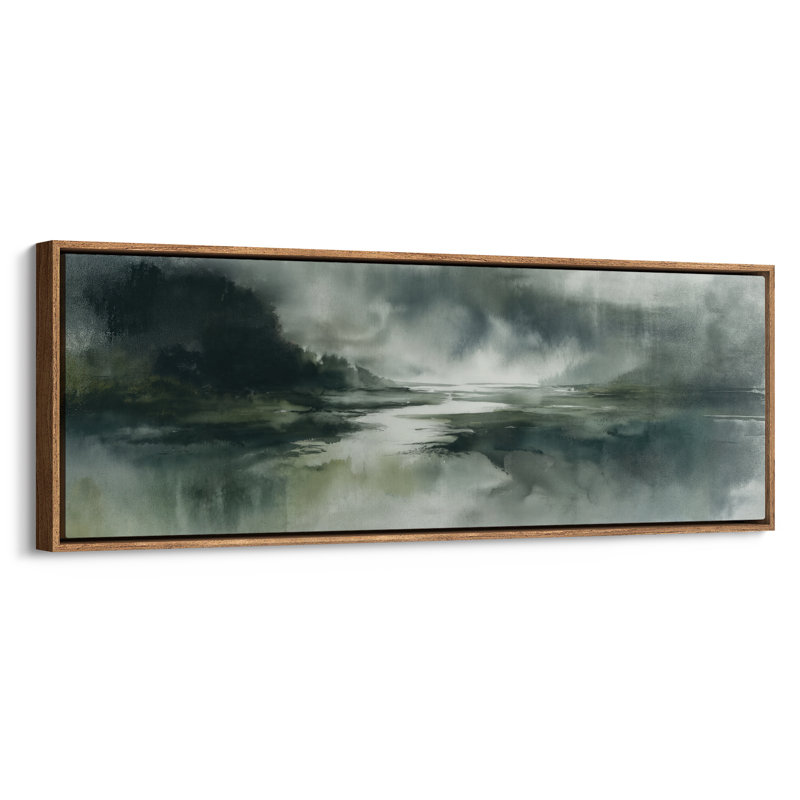 Extra Large Moody Green Landscape, reproduction d'art, H 20 po x l 60 po, Naturel