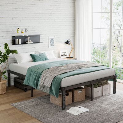 Edmonson Bed Frame with Storage 14 Inch High Heavy Duty Metal Platform Bed