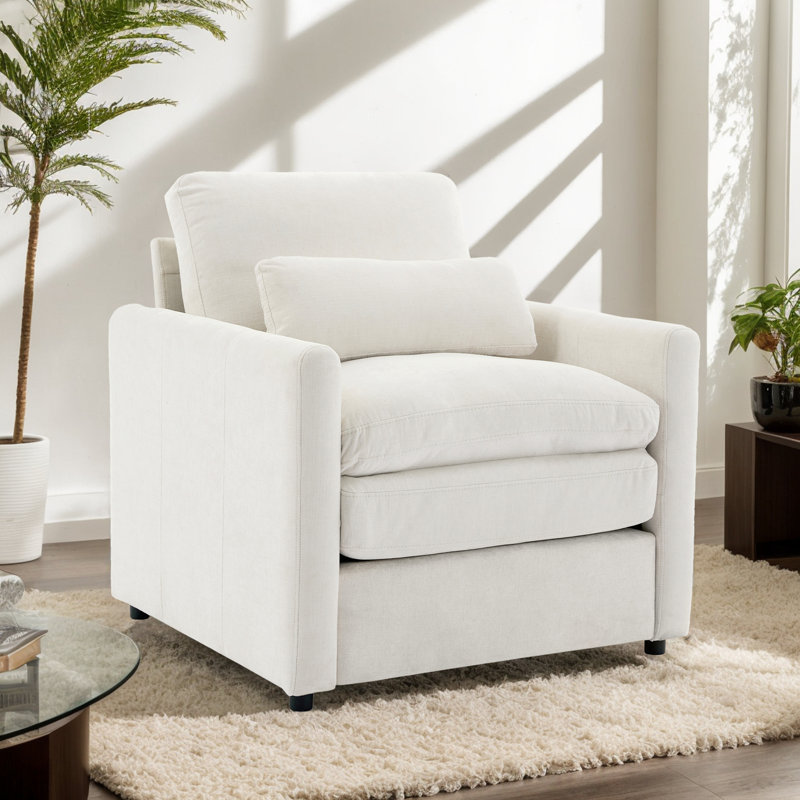 Canapé rembourré surdimensionné et confortable, Chenille beige